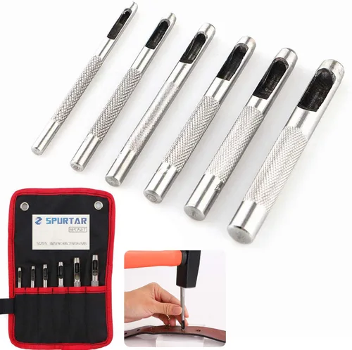 Vista 9 de Spurtar Juego de Punzones Huecos de 9 Piezas 2.5-10.0mm de Acero al Carbono de Alta Resistencia, Herramienta Redonda para Agujeros de Cuero, Kit