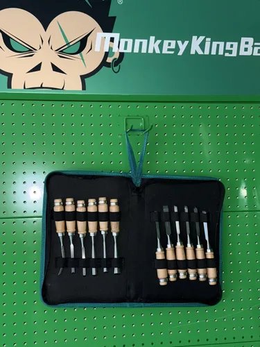 Vista 8 de Monkey King Bar -Juego de cinceles de tallado de madera de 12 piezas- Herramientas afiladas para carpintería con almacenamiento de estuche