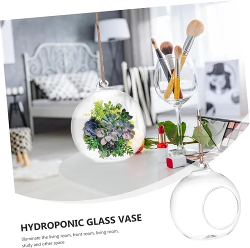 Vista 9 de BESTonZON 6 jarrones colgantes de terrario para plantas suculentas, macetas decorativas de interior, botellas ecológicas hidropónicas de vidrio
