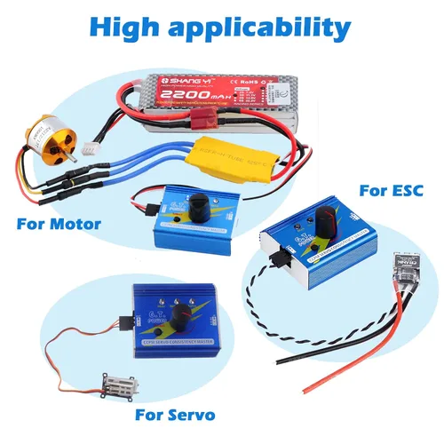 Vista 3 de Servo probador digital de 3 canales ESC Checker CCPM Control de velocidad de consistencia + 4 celdas AA estuche de soporte de batería