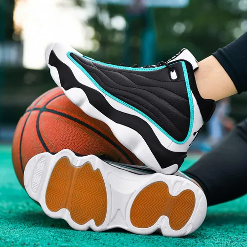 Vista 3 de MODGE Zapatos deportivos de baloncesto de caña alta para hombre, ligeros, transpirables, antideslizantes, que absorben los golpes