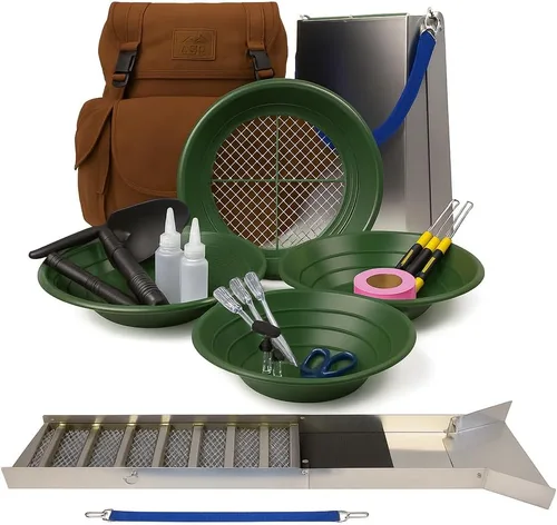 Vista 15 de ASR Outdoor Kit de Caja de Esclusa de Oro Plegable de Aluminio de 50" para Prospección de Oro con Mochila, Caqui
