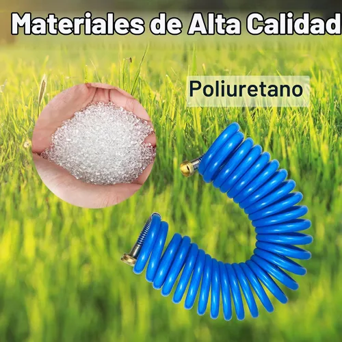 Vista 8 de Darnassus Manguera de jardín de alta resistencia con bobina de PU, autobobinable, con accesorios de latón macizo, retráctil, resistente a la Azul