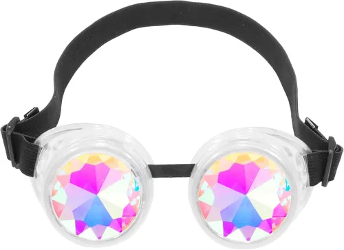 Vista 98 de Gafas de caleidoscopio retro con pinchos, gafas de cristal arcoíris steampunk estilo soldadura, gafas de cosplay punk
