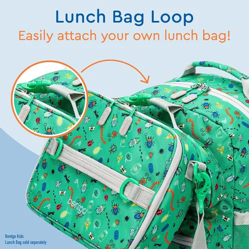 Vista 5 de Bentgo Mochila para niños - Mochila ligera y duradera de 14 pulgadas, Bug Buddies, Mochilas de viaje