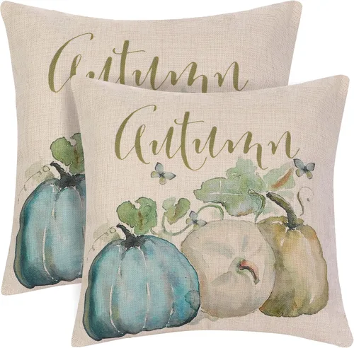 Vista 7 de uxcell Fundas de almohada de otoño, juego de 2 fundas de almohada de calabaza, decoraciones de otoño de Acción de Gracias para el hogar, sofá, sala