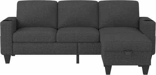 Vista 9 de Sofá modular en forma de L de 78 pulgadas con otomana de almacenamiento