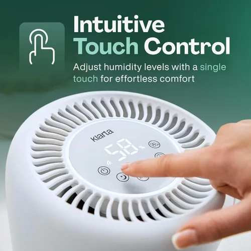 Vista 5 de Humea Humidificador Evaporativo WiFi App 3L Beige Sin niebla, uso en el dormitorio, funcionamiento silencioso, evaporación natural
