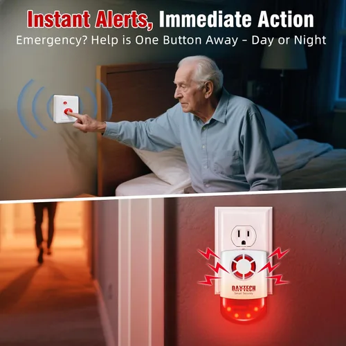 Vista 4 de Daytech Kit de alarma estroboscópica de emergencia a distancia, impermeable, para exteriores, sistema de advertencia de pánico fuerte
