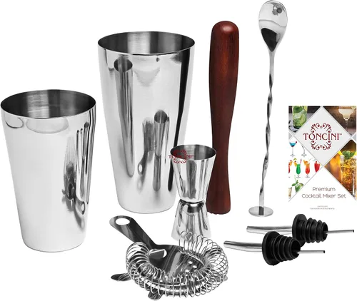 Vista 7 de Juego de coctelera profesional para barman Herramientas y accesorios de bartender Coctelera de Martini de acero inoxidable, colador, jigger