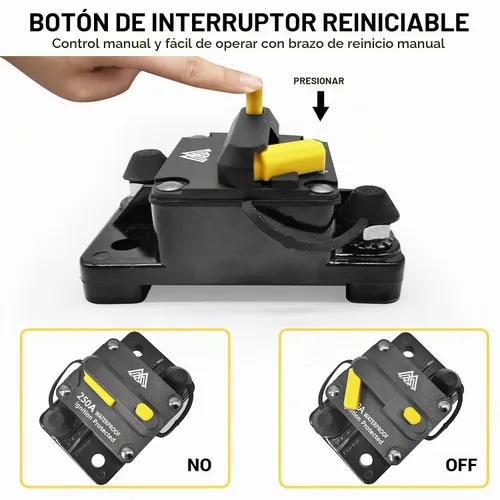 Vista 7 de Interruptor de circuito impermeable de 250 A, portafusibles de 12 V - 48 V CC Interruptor de reinicio manual para motor de arrastre de barco