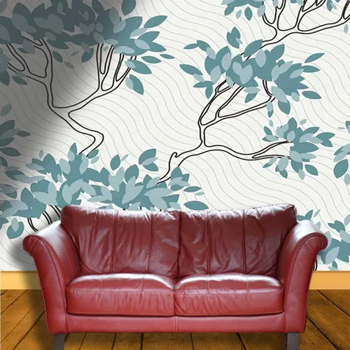 Vista 3 de Papel tapiz para muebles de madera, colorido papel tapiz de flores frescas y pájaros hojas, sala de estar, apto para inquilinos (W) 40 pulgadas