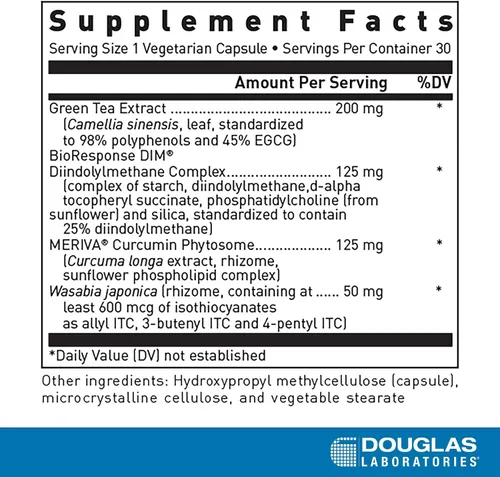 Vista 2 de Douglas Laboratories DIM Enhanced - Apoya el equilibrio hormonal, la salud celular y la desintoxicación* - con antioxidantes, extracto de té verde
