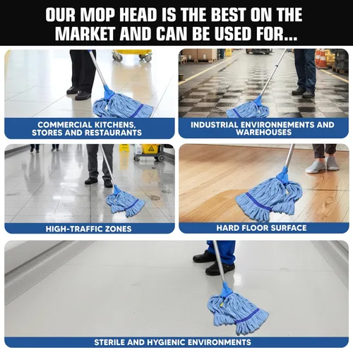 Vista 7 de Paquete de 2 cabezales de trapeador de microfibra resistentes de repuesto, resistente, azul, lavable a máquina, extra absorbente, extra grande