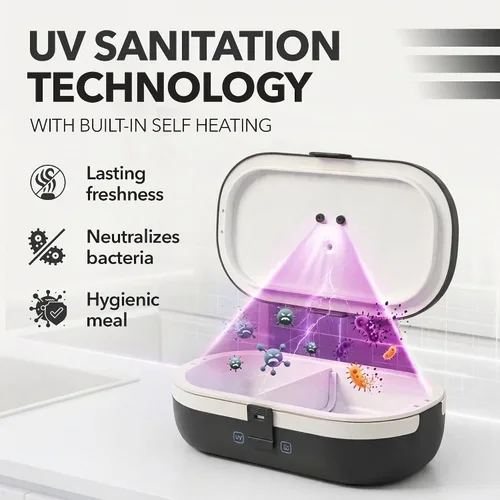 Vista 2 de UVI, Fiambrera eléctrica autodesinfectante para adultos, calentador de alimentos portátil para trabajo y viajes, lonchera portátil con calefacción