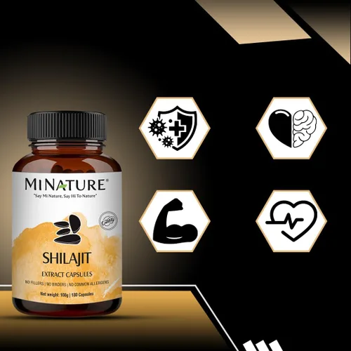 Vista 3 de Cápsulas Shilajit – Extracto sin OMG de mi Nature 180 cápsulas vegetales Promueve la energía vibrante y la vitalidad 1000 mg Cápsulas