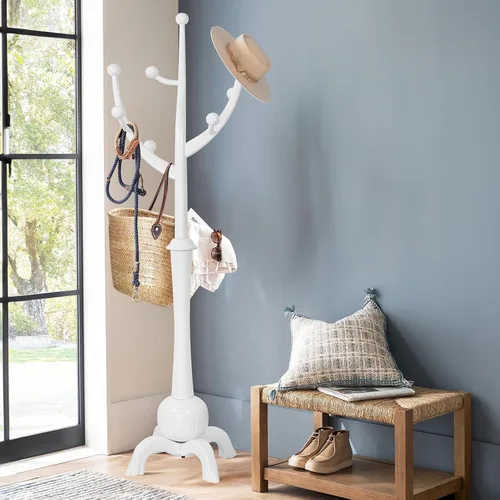 Vista 16 de Perchero de Pie de Madera Resistente con 8 Ganchos, Diseño Único con Aspecto de Rama de Árbol, Perchero de Árbol Premium para Colgar Ropa con Base