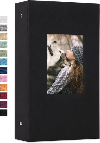 Vista 9 de Vienrose - Álbum de fotos de 4 x 6 pulgadas, 100 páginas, cubierta de lino con ventana frontal, para bebés, bodas, familias, niños y aniversarios