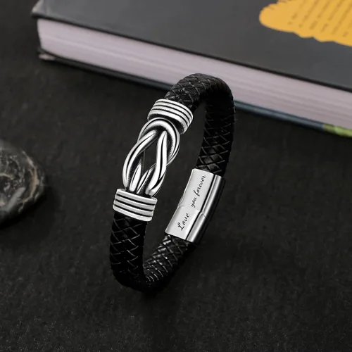 Vista 5 de Regalos de cuero para papá, regalo de cumpleaños, novio, marido, nieto, hermano, hijo, para el día de San Valentín, Navidad, graduación, joyería
