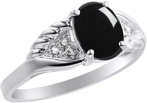 Vista 3 de RYLOS Anillos para mujer, oro de 14 quilates, anillos de piedra natal de piedras preciosas y diamantes, joyería de piedras preciosas
