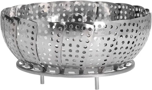 Vista 6 de Cesta de vapor, cesta de vapor expandible para verduras, acero inoxidable, estante de vapor para olla, alimentos vegetarianos para cocinar al vapor