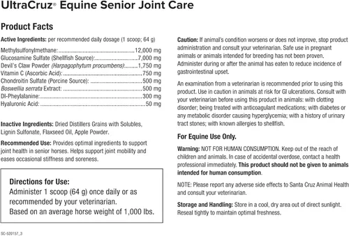 Vista 5 de UltraCruz Equine Senior Joint Care para caballos, 4 libras, pellets
