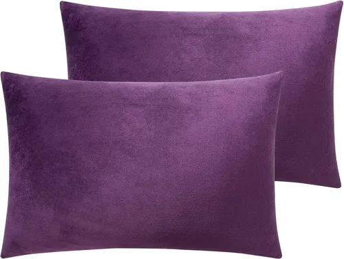 Vista 35 de NTBAY Fundas de almohada de terciopelo con cremallera, paquete de 2 fundas de almohada de viaje de franela de lujo, 13 x 18 pulgadas, color negro