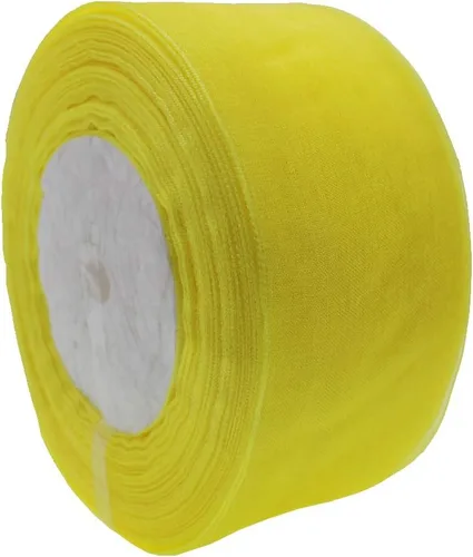 Vista 4 de Cinta de organza de 1 pulgada, 50 yardas, cinta transparente brillante para envolver regalos, decoración y manualidades (1 pulgada, 625039 negro)