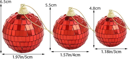 Vista 3 de Juego de bolas de discoteca con espejo, decoración de fiesta de discoteca plateada, bolas de Navidad reflectantes brillantes fáciles de colgar