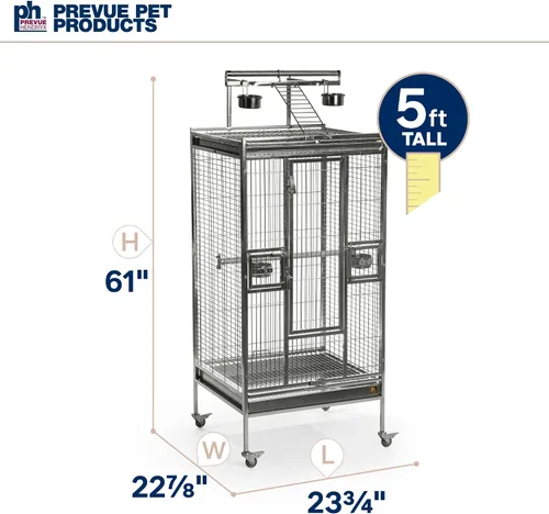 Vista 6 de Prevue Pet Products Jaula de acero inoxidable para pájaros, acero inoxidable, mediana