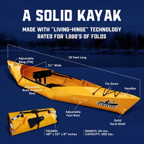 Vista 4 de Tucktec Kayak plegable PRO de 10 pies – Kayak plegable de tamaño completo – Kayak portátil para adultos – Fabricado en Estados Unidos