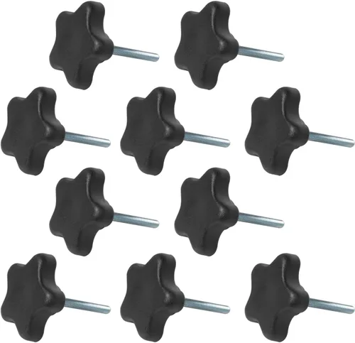 Vista 11 de POWERTEC Paquete de 10 Perillas Redondas de 1/4"-20, Perillas de Sujeción Roscadas para Riel en T y Accesorios de Sierra de Mesa, Tablero Guía