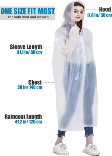 Vista 17 de Rain Ponchos for Adults, Reusable Raincoats for Women and Men - Packable Rain Jackets with Drawstring Hood