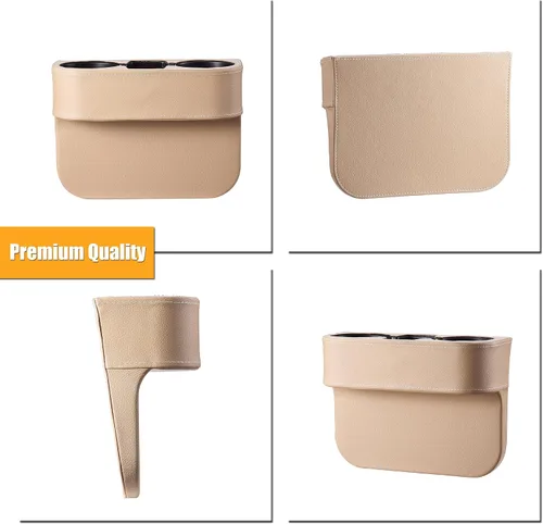 Vista 3 de BEIGE Organizador Multifuncional de Portavasos para Automóvil Organizador de Asiento de Automóvil Rellenador de Espacios Almacenamiento de Botellas
