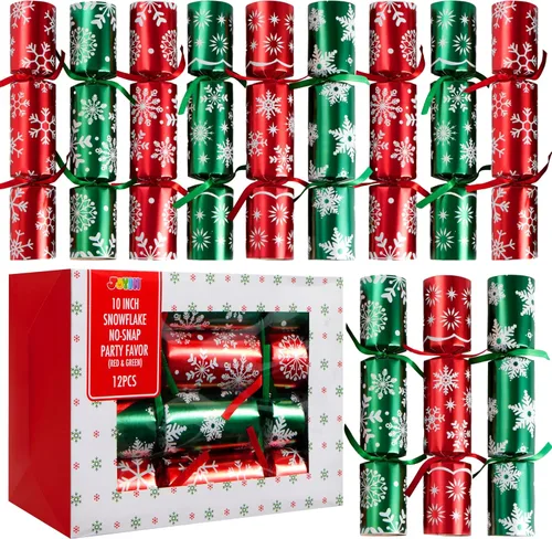 Vista 10 de JOYIN Paquete de 12 recuerdos de fiesta de Navidad sin broches con diseño de copo de nieve rojo y blanco con suministros de fiesta para niños