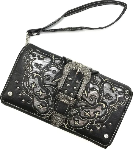 Vista 2 de Zelris Western Gleaming Buckle Floral Cowgirl - Cartera cruzada para mujer