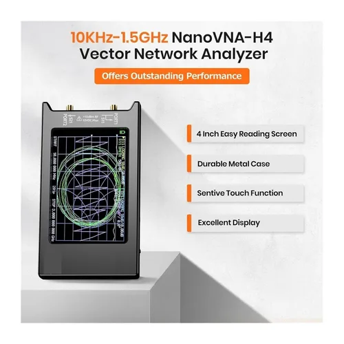 Vista 4 de Vector Network Analyzer, VNA-H4 4inch Vector Network Analyzer 10k-1.5GHz HF VHF UHF Antenna Analyzer Version 4.3 with SD Card Slot Measuring S
