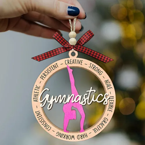 Vista 5 de Adorno de gimnasia para niña, adornos de gimnasta para árbol de Navidad, regalos de gimnasia para niñas, entrenadora, regalos de gimnasta para niñas