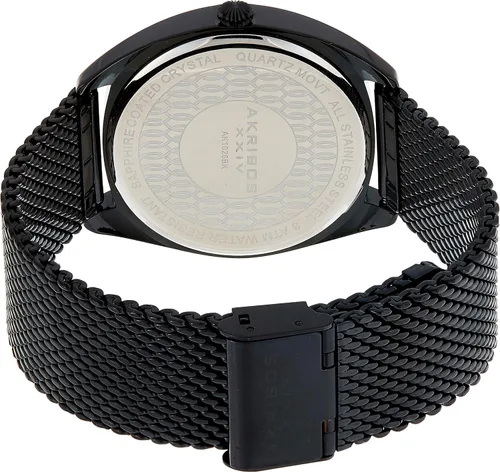 Vista 2 de Akribos XXIV AK1026 - Reloj de pulsera de malla de acero inoxidable de moda con esfera y ventana de fecha
