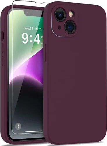 Vista 44 de DEENAKIN Funda compatible con iPhone 14 Plus con protector de pantalla, funda mejorada para cámara, goma de gel de silicona suave probada contra