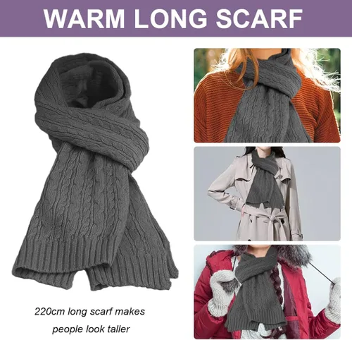 Vista 4 de The Fellie Conjunto de guantes de bufanda de invierno para mujer, gorros de punto, bufanda cálida, guantes térmicos 3 en 1