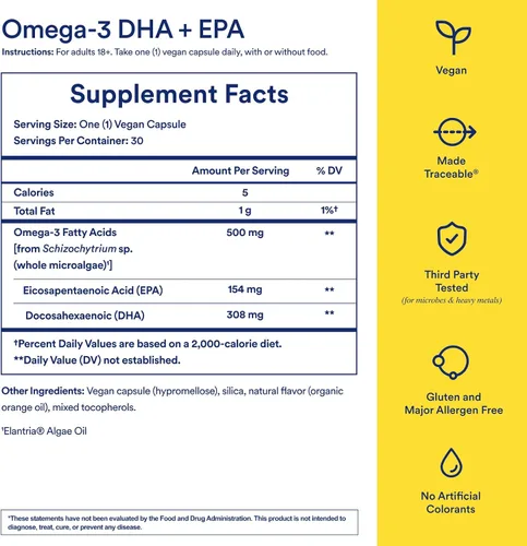 Vista 3 de Ritual Omega 3 - Vegano - Dosis respaldada por la ciencia de ácidos grasos DHA y EPA en proporción 2:1, biodisponible, apoyo para la salud cerebral