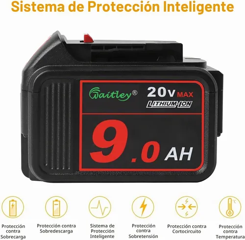 Vista 5 de Waitley - Batería de repuesto de 20 V y 9.0 Ah compatible con herramientas Dewalt Lithium-Ion Battery Compatible With Dewalt DCB209 DCB200 20V