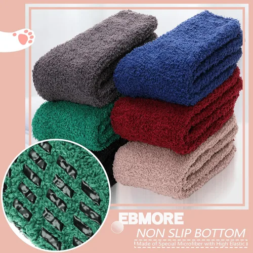 Vista 4 de EBMORE Womens Fuzzy Socks Slipper Fluffy Cozy Comfy Cabin Plush Warm Winter Sleep Home Soft Socks