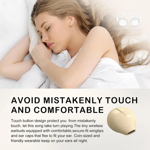 Vista 4 de Auriculares invisibles para dormir, auriculares Bluetooth más pequeños, mini auriculares inalámbricos discretos, auriculares Bluetooth pequeños