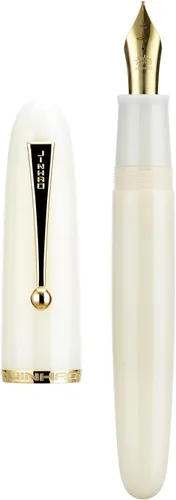 Vista 19 de Jinhao 9019 - Pluma estilográfica serie Dadao con borde dorado acrílico negro #8 punta mediana con convertidor grande para escritura, firma