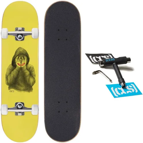 Vista 7 de [CCS] Smile On The Surface Skateboard Complete Maple Wood Professional Grade Fully Assembled with Skate Tool & Stickers Adults, Kids, Teens