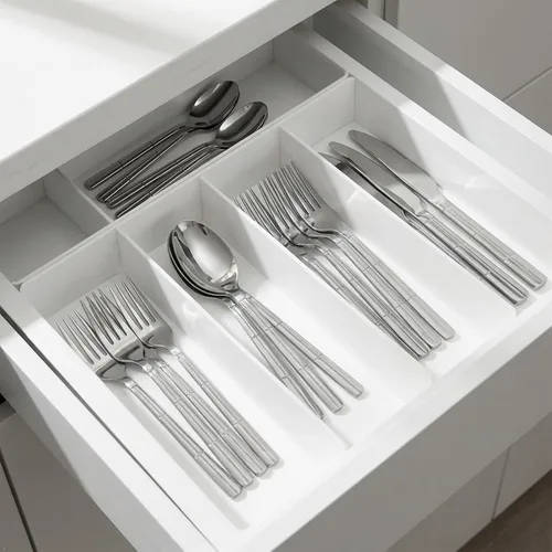 Vista 4 de Cuchara/cubiertos de tenedor de cuchillo de acero inoxidable de 80 piezas, servicio para 16