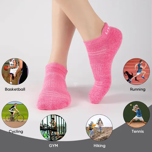 Vista 6 de calcetines tobilleros para mujer, 6 pares de calcetines deportivos con suela acolchada