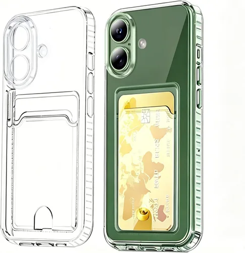 Vista 6 de Funda compatible con iPhone 11 con soporte para tarjetas, funda transparente con ranura para tarjetas, ultrafina, suave, a prueba de golpes, funda